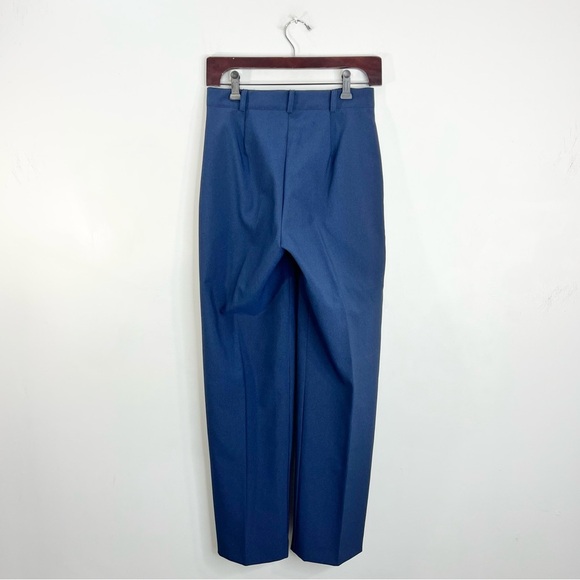 Vintage 80s 90s minimalist blue pleated straight leg old money trousers 8 - Picture 5 of 13